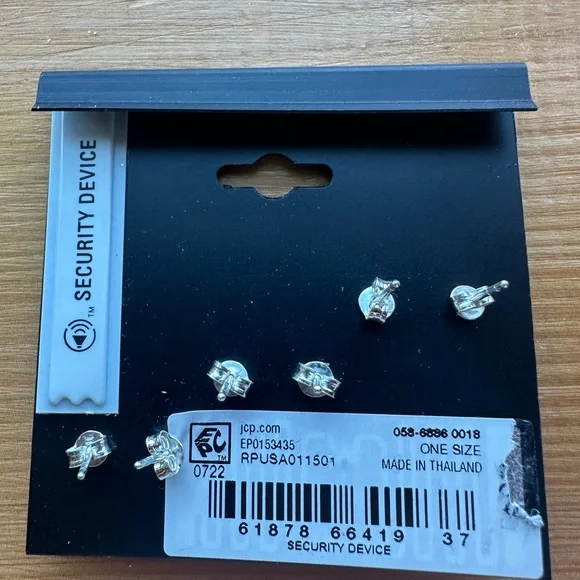 Sterling Silver Stud Earrings Set - Picture 2 of 4